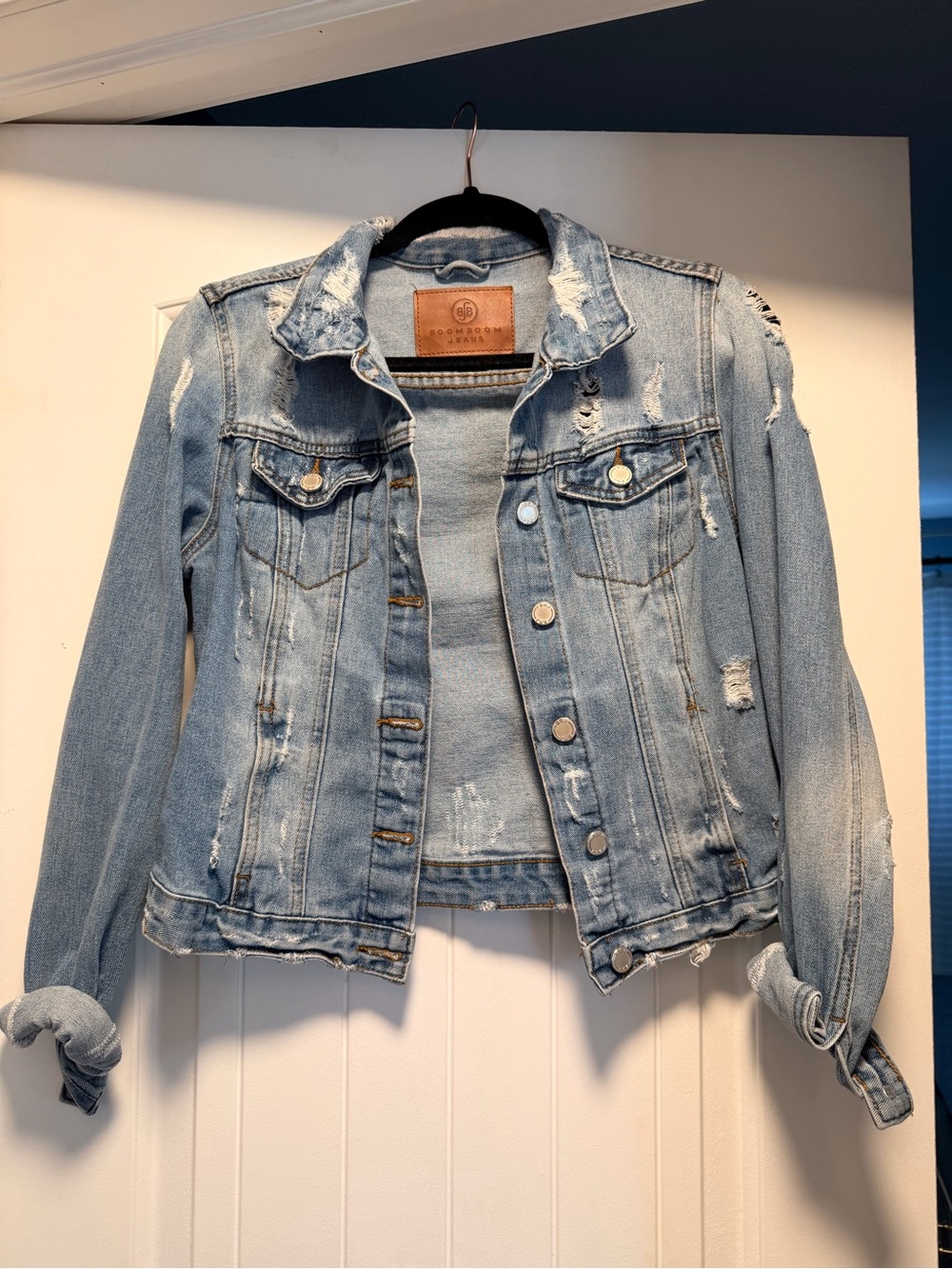 Light Wash Distressed Denim Jacket - Casual Chic